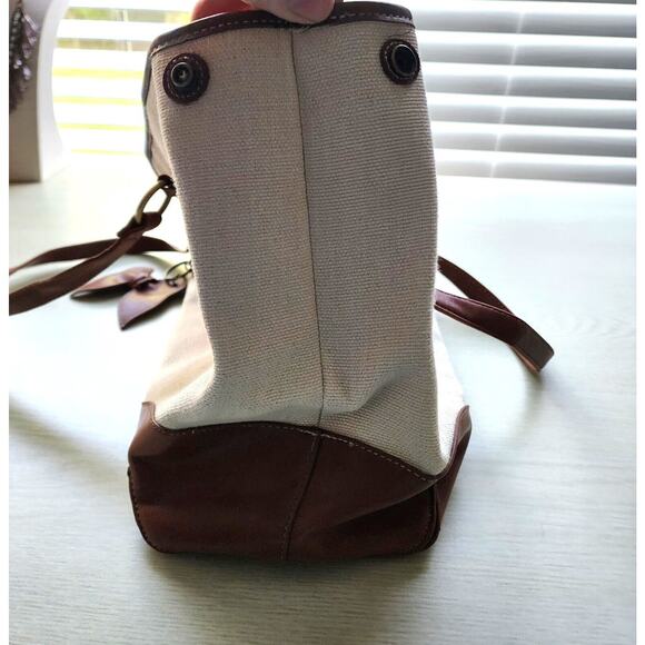 PURSE-COLDWATER CREEK-Beige-Faux Brown Leather-Short Shoulder Strap-Snap Closure - Picture 4 of 16